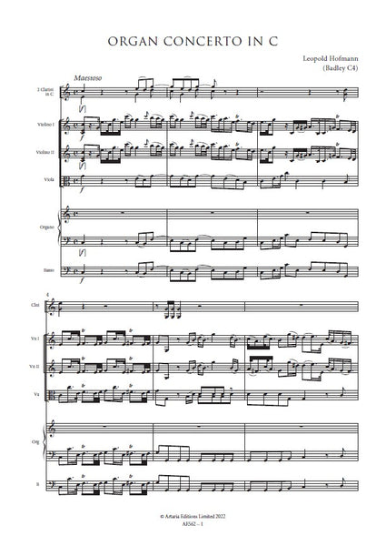 Hofmann, Leopold: Organ Concerto in C major (Badley C4) (AE562)