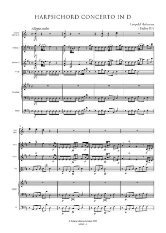 Hofmann, Leopold: Harpsichord Concerto in D major (Badley D1) (AE563)
