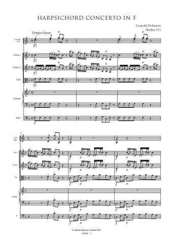 Hofmann, Leopold: Harpsichord Concerto in F major (Badley F1) (AE564)