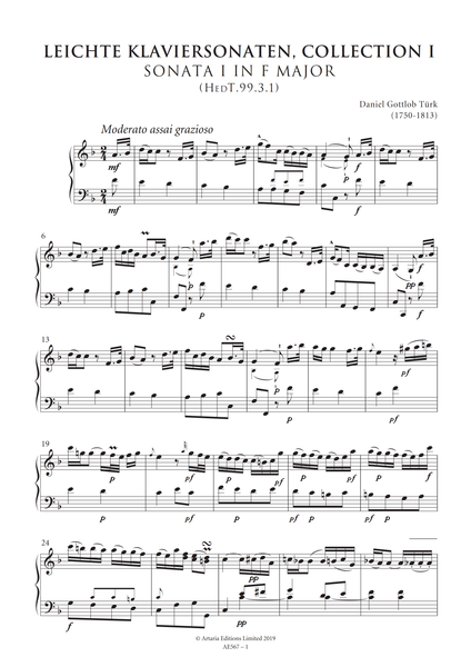 Türk, Daniel Gottlob: Leichte Klaviersonaten, Collection I (AE567)