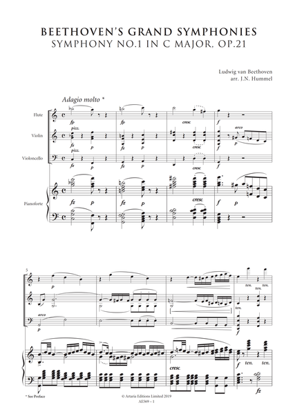 Hummel, Johann Nepomuk: Beethoven's Symphony No.1 in C, Op.21 (AE569)