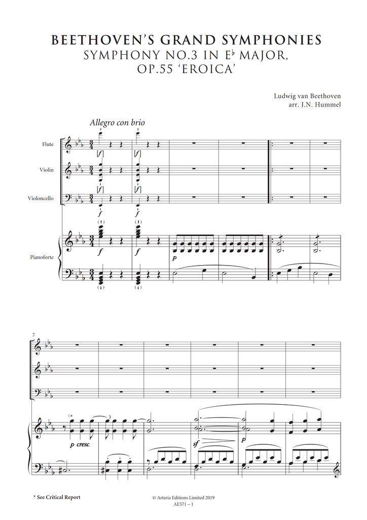 Beethoven's Symphony No.3, Op.55 'Eroica' for Piano Quartet Beethoven's Symphony No.3, Op.55 'Eroica' for Piano Quartet