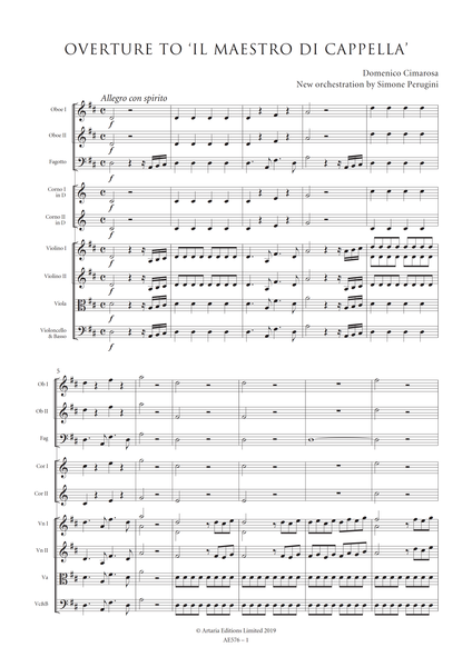 Cimarosa, Domenico: Overture to 'Il maestro di cappella' (AE576)