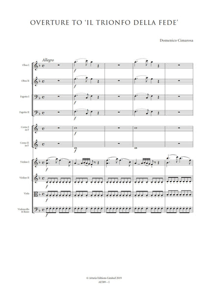 Cimarosa, Domenico: Overture to ‘Il Trionfo Della Fede’ (AE589)