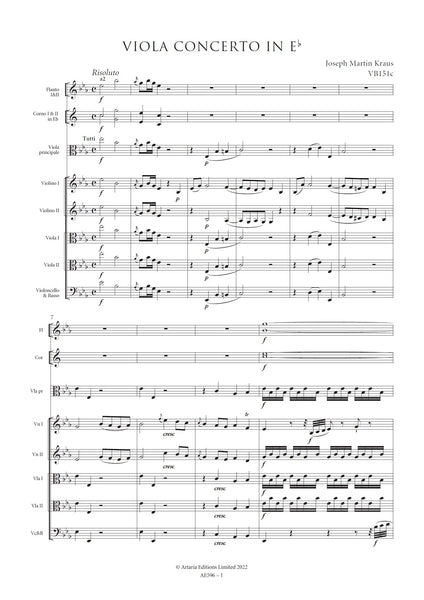 Kraus, Joseph Martin: Viola Concerto in E flat major (VB 151c) (AE596)