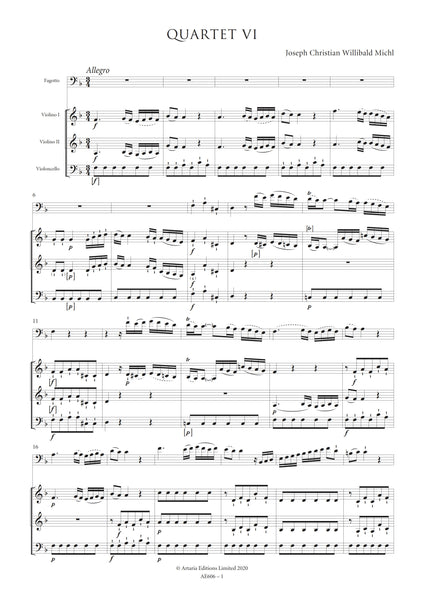 Michl, Joseph Willibald: Quartet in F major for Bassoon and Strings (Schwemmer B XIX: 3.6) (AE606)