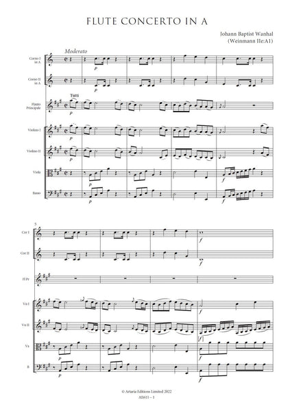Wanhal, Johann Baptist: Flute Concerto in A major (Weinmann IIe:A1) (AE611)