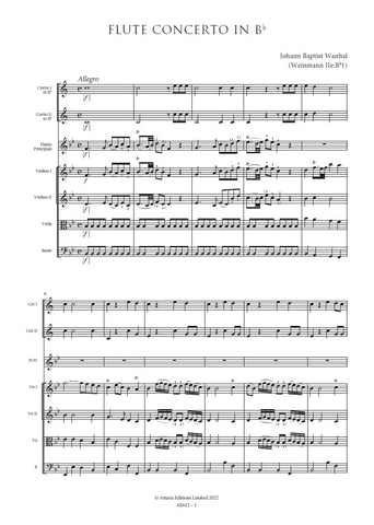Wanhal, Johann Baptist: Flute Concerto in B flat major (Weinmann IIe:Bb1) (AE612)