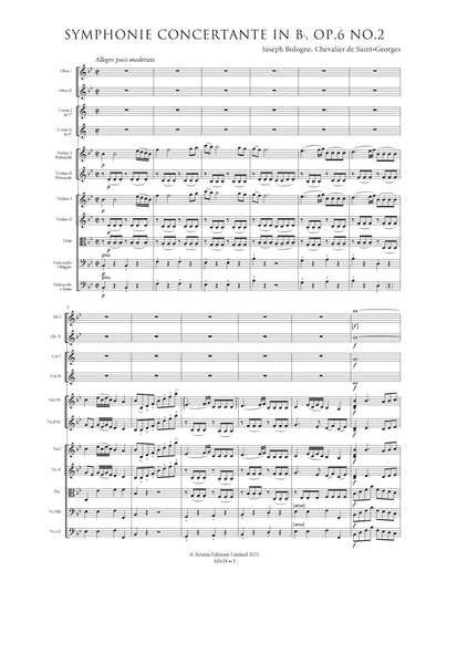 Saint-Georges, Joseph Bologne de: Symphonie Concertante in B flat major, Op.6 No.2 (AE618)