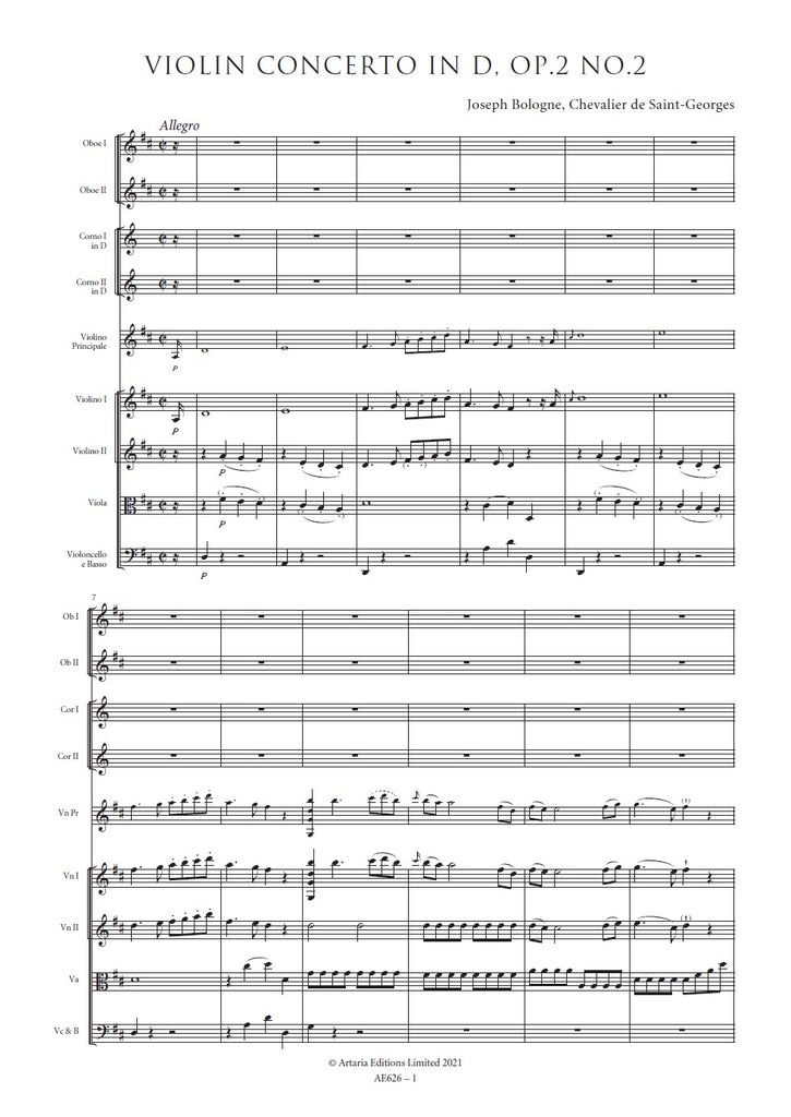 Joseph Bologne de Saint-Georges: Violin Concerto in D major, Op.2