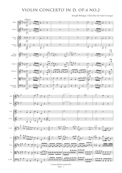 Saint-Georges, Joseph Bologne de: Violin Concerto in D major, Op.4 No.2 (AE627)