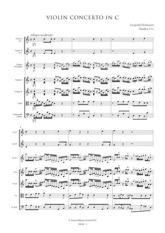 Hofmann, Leopold: Violin Concerto in C major (Badley C1) (AE644)