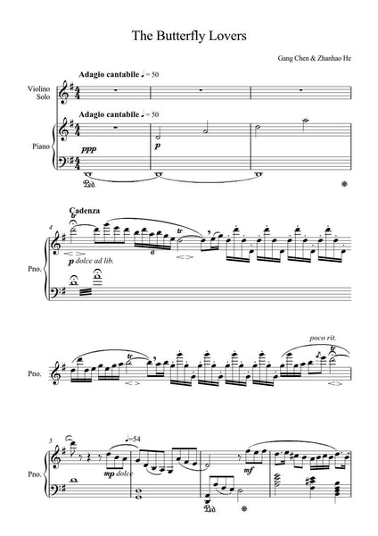 Gang, Chen & Zhanhao, He: The Butterfly Lovers (arr. for violin & piano) (AEGC11)