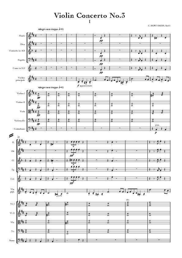 Begå underslæb Præstation slot Camille Saint-Saëns: Violin Concerto No.3 in B minor – Sheet Music