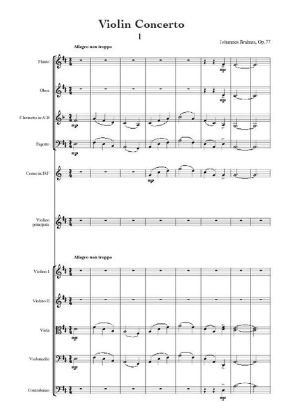 Brahms, Johannes: Violin Concerto in D major, Op. 77 (arr. for String Quintet & Wind Quintet) (AEGC3)