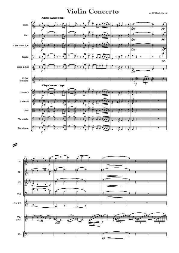 Dvorak Antonin Violin Concerto in A minor Op. 53 arr. for String Quintet Wind Quintet AEGC5