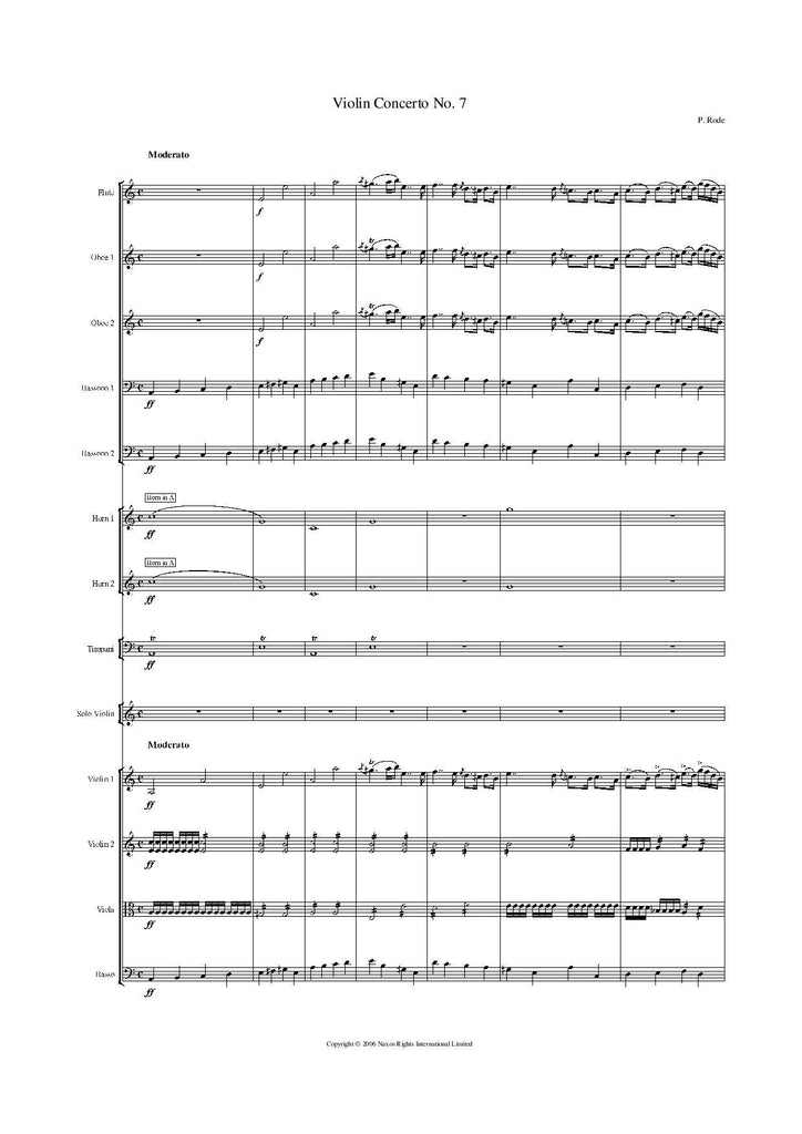 Pierre Rode Violin Concerto No. 7 in A Minor, Op. 9 Sheet Music