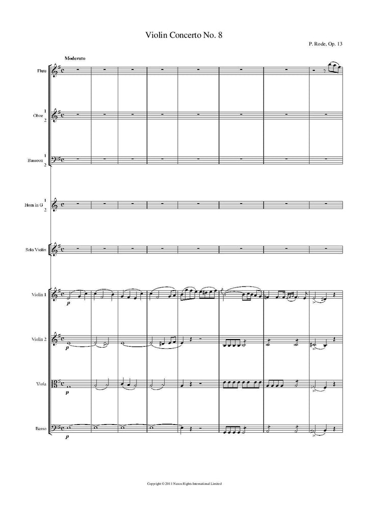 Pierre Rode Violin Concerto No. 8 in E minor, Op. 13 Sheet Music